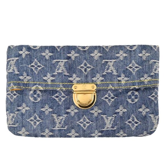 Louis Vuitton Handbags - Louis Vuitton Blue Monogram Denim Pochette Plat Clutch